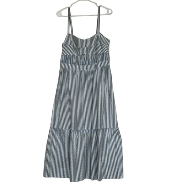 Reformation Lauretta Dress Blue & White in Monday Stripe - Picture 4 of 6